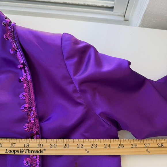 Saks Fifth Avenue Jacket Womens Large Purple Sequin Trim Shawl Collar Open Front - Picture 12 of 16